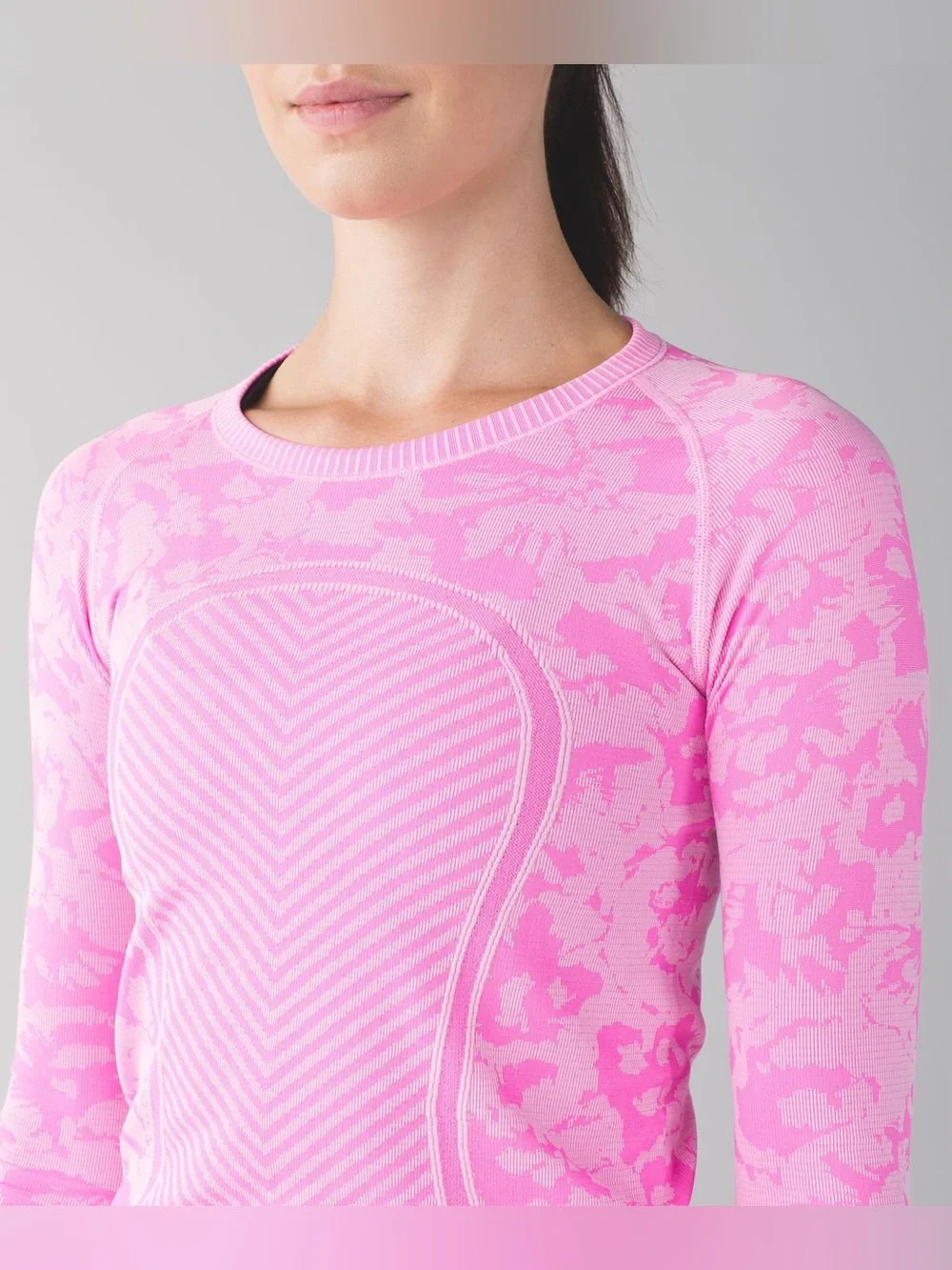 Lululemon Swiftly Tech Long Sleeve Crew Heathered Raspberry Glo Light Sz 6 A336